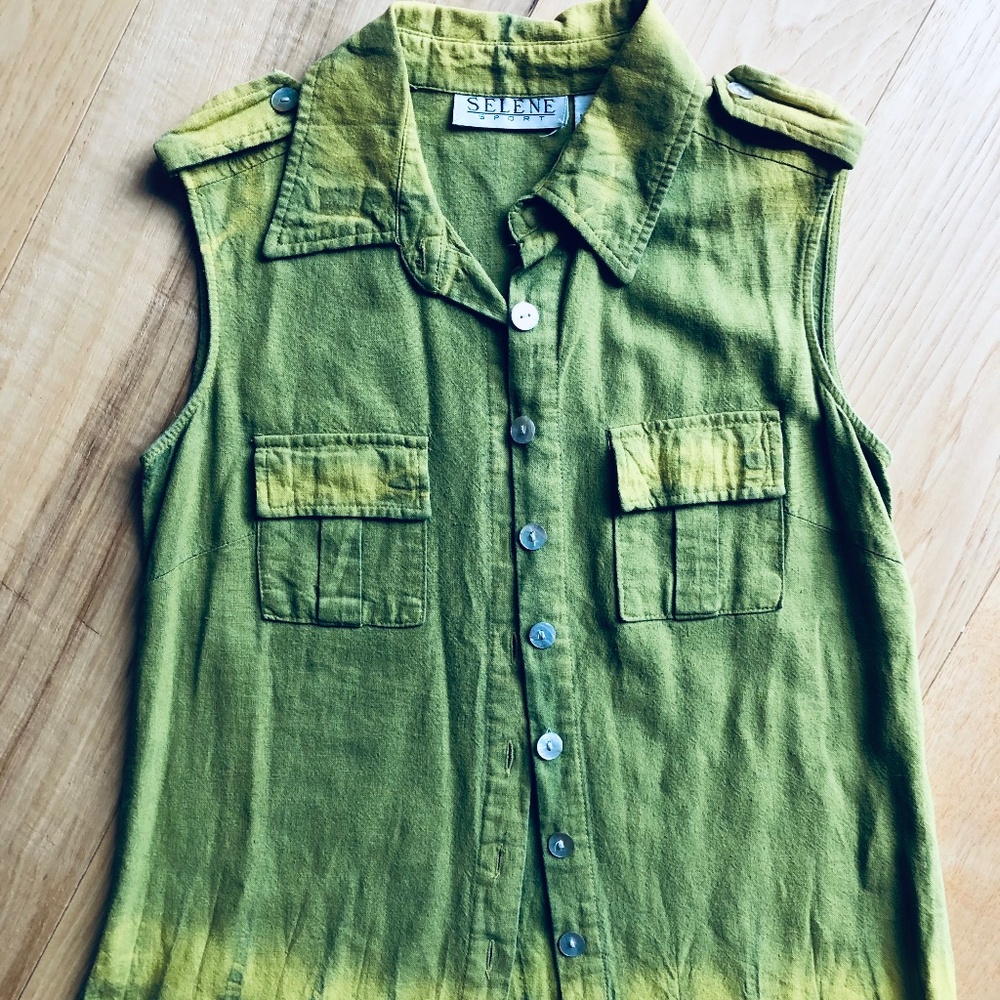 Vintage Selene Sport linen blend ombré dyed tank
